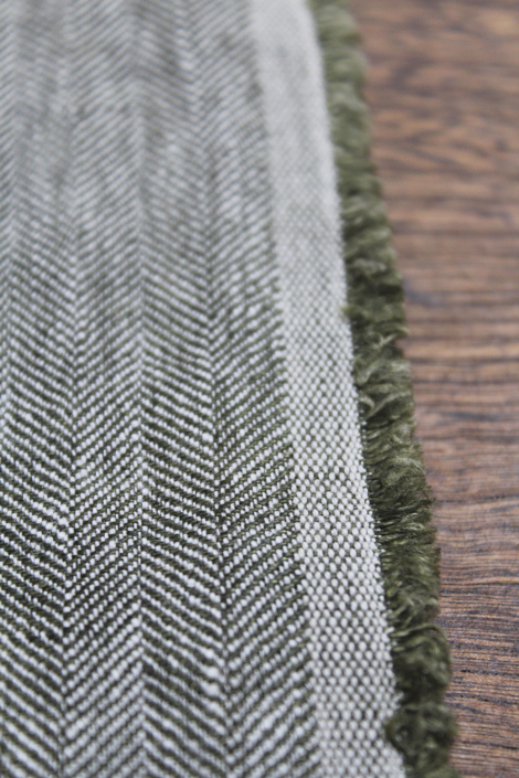 LINNET アンソレイエ　ヘリンボーン　ヴェルデ　リネン100％